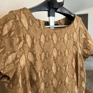 Ralph Lauren Dress Women Size 1X Snakeskin Neutral Tan Cream Material Office